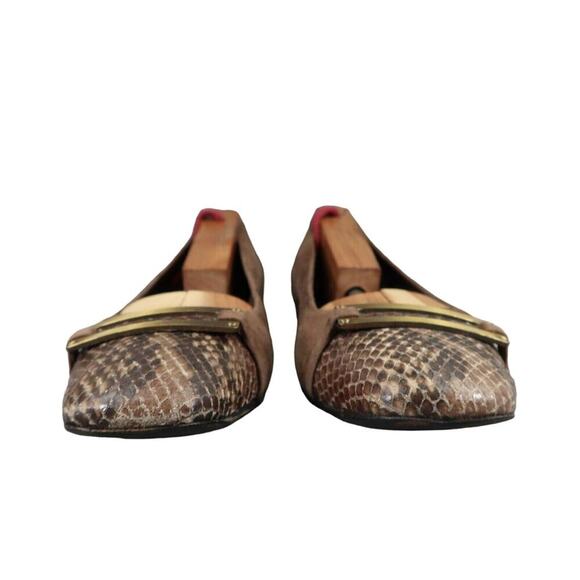 Stuart Weitzman Shoes Womens 6.5 Loafer Flats Slip On Cap Toe Suede Snake Career - Picture 4 of 16